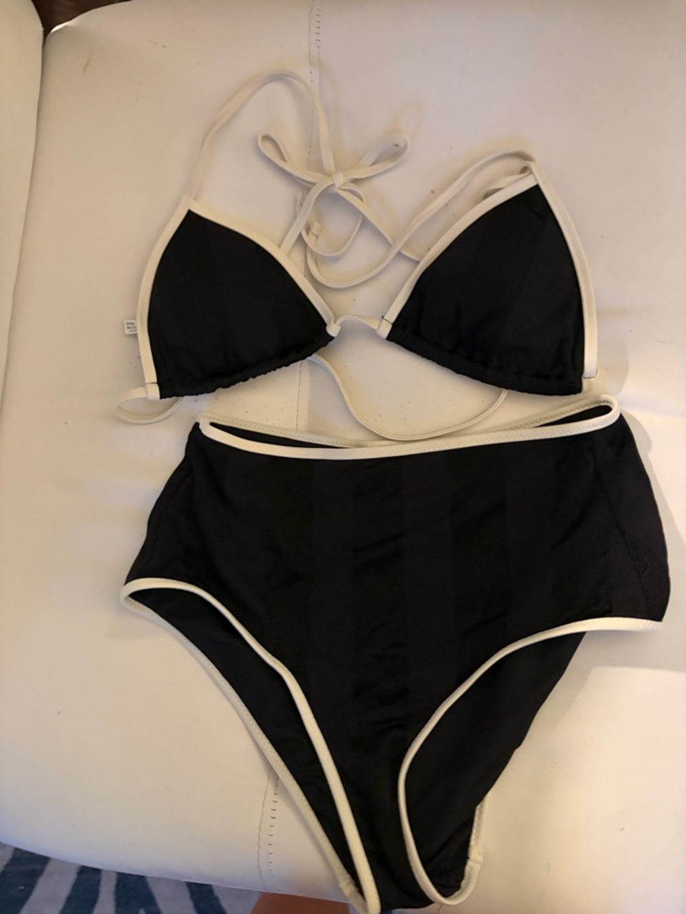 aerie Black Bikini Set with White Trim